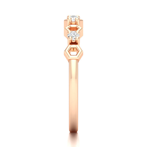 1/10 Ctw Hexagon Lab Grown Fashion Stackable Ring