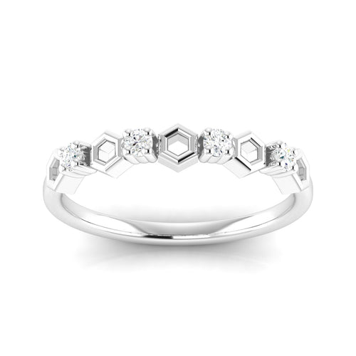 1/10 Ctw Hexagon Lab Grown Fashion Stackable Ring