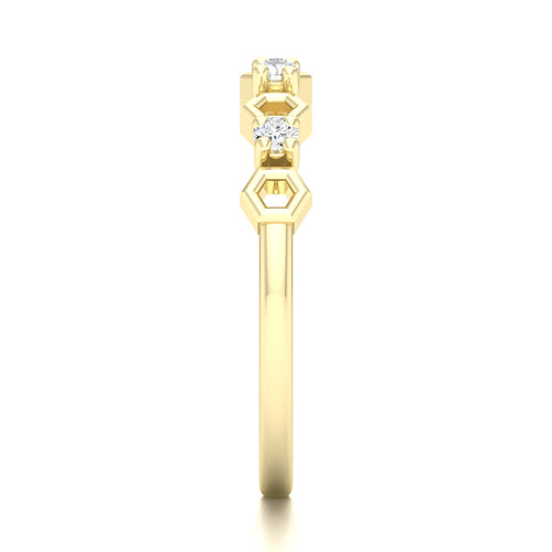 1/10 Ctw Hexagon Lab Grown Fashion Stackable Ring