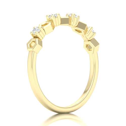 1/10 Ctw Hexagon Lab Grown Fashion Stackable Ring