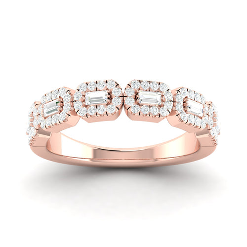 1/2 Ctw Round Baguette Lab Grown Fashion Stackable Ring