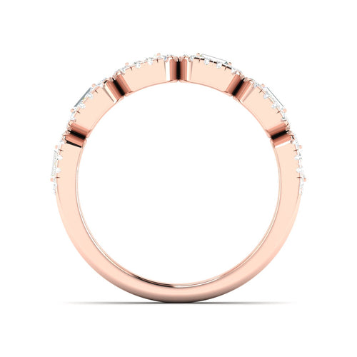 1/2 Ctw Round Baguette Lab Grown Fashion Stackable Ring