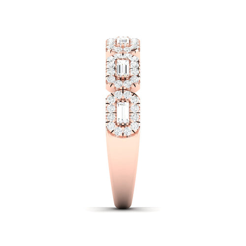 1/2 Ctw Round Baguette Lab Grown Fashion Stackable Ring