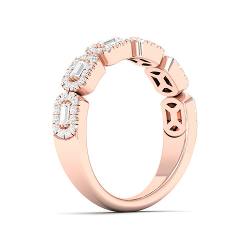 1/2 Ctw Round Baguette Lab Grown Fashion Stackable Ring