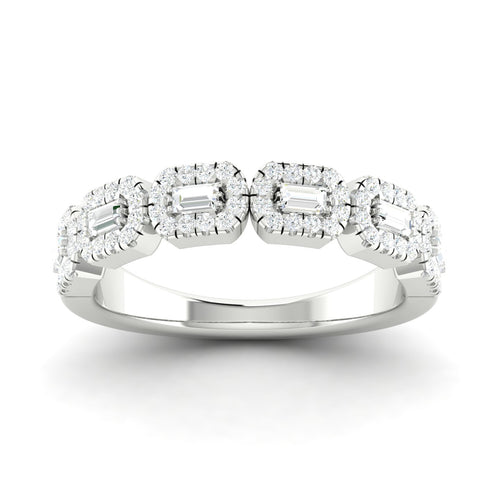 1/2 Ctw Round Baguette Lab Grown Fashion Stackable Ring