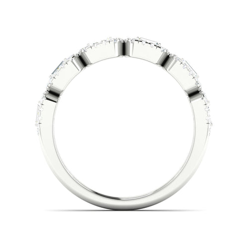 1/2 Ctw Round Baguette Lab Grown Fashion Stackable Ring