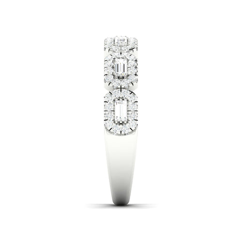 1/2 Ctw Round Baguette Lab Grown Fashion Stackable Ring
