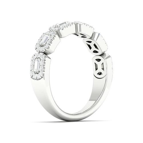 1/2 Ctw Round Baguette Lab Grown Fashion Stackable Ring