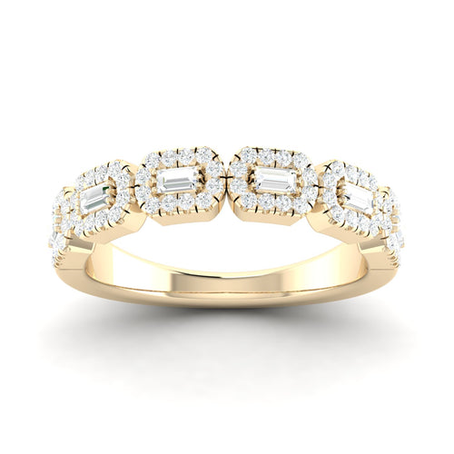 1/2 Ctw Round Baguette Lab Grown Fashion Stackable Ring