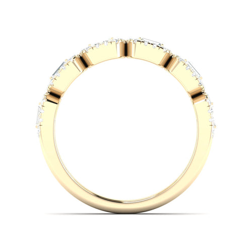 1/2 Ctw Round Baguette Lab Grown Fashion Stackable Ring