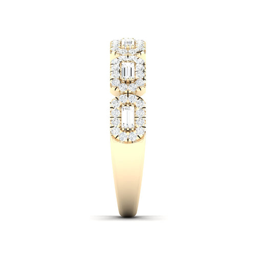 1/2 Ctw Round Baguette Lab Grown Fashion Stackable Ring