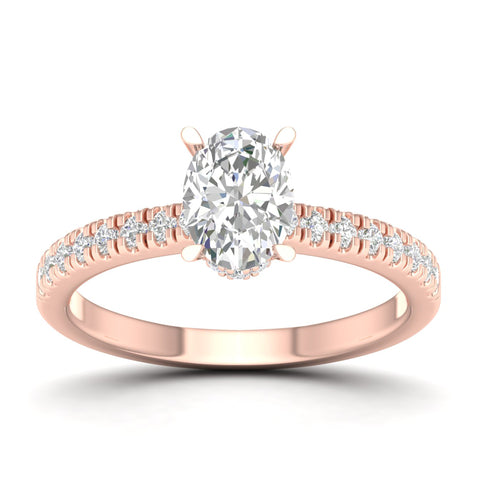 1 1/4 ctw Oval Classic Hidden Halo Lab Grown Ring