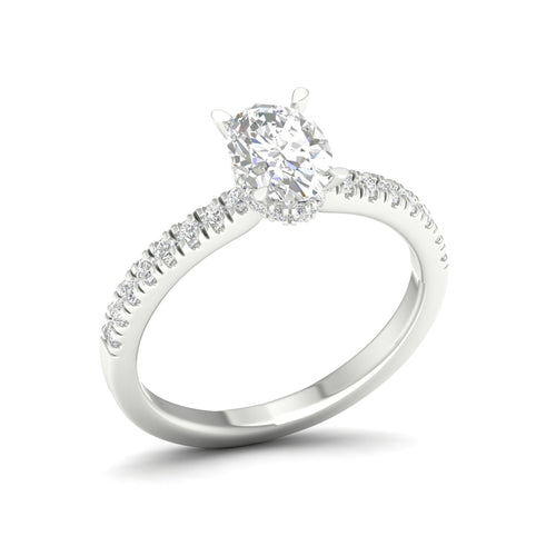 1 1/4 ctw Oval Classic Hidden Halo Lab Grown Ring