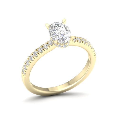 1 1/4 ctw Oval Classic Hidden Halo Lab Grown Ring