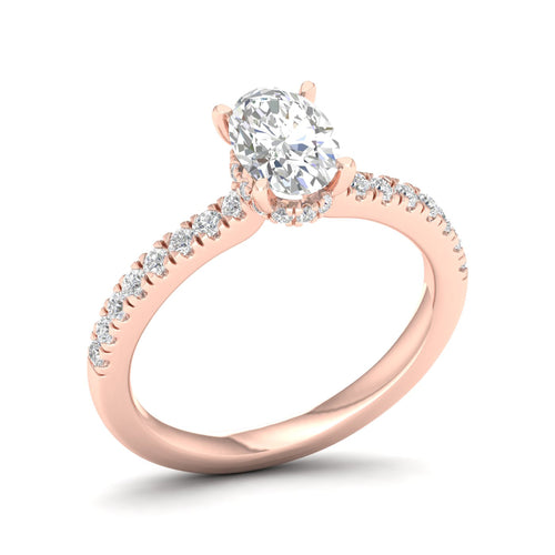 1 ctw Oval Classic Hidden Halo Lab Grown Ring