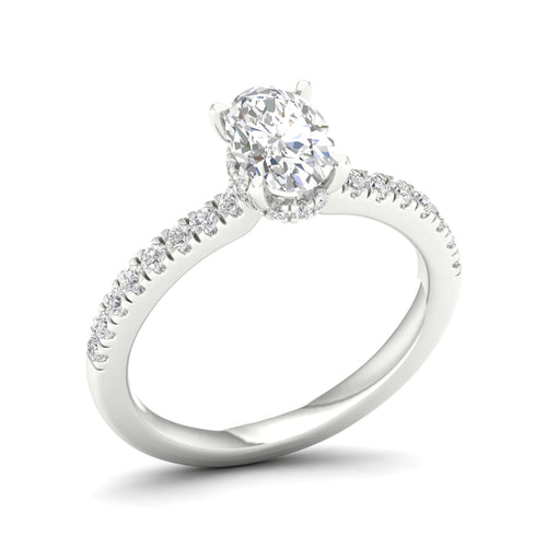 1 ctw Oval Classic Hidden Halo Lab Grown Ring