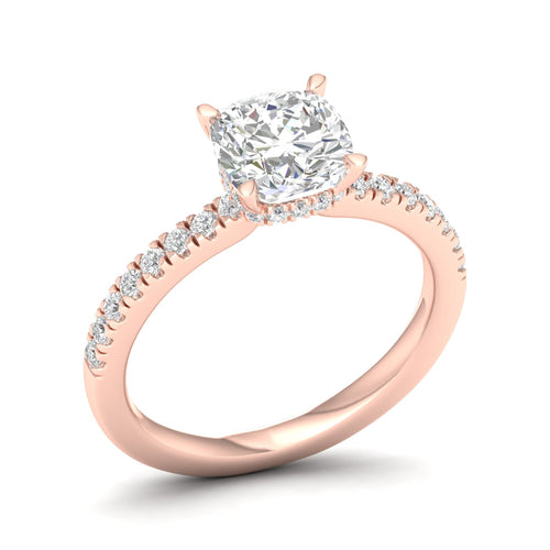 1 1/4 ctw Cushion Classic Hidden Halo Lab Grown Ring