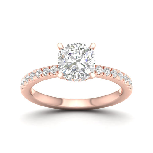 1 1/4 ctw Cushion Classic Hidden Halo Lab Grown Ring