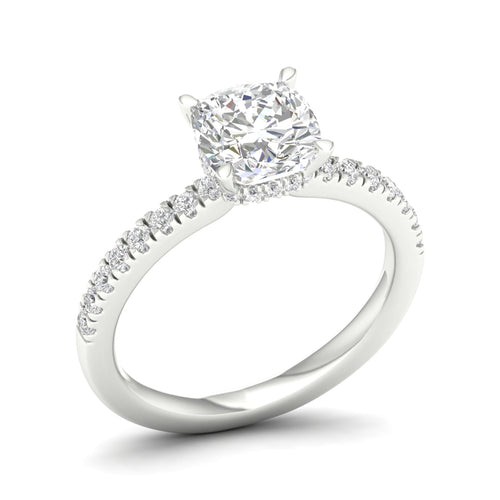 1 1/4 ctw Cushion Classic Hidden Halo Lab Grown Ring