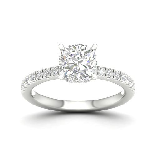 1 1/4 ctw Cushion Classic Hidden Halo Lab Grown Ring