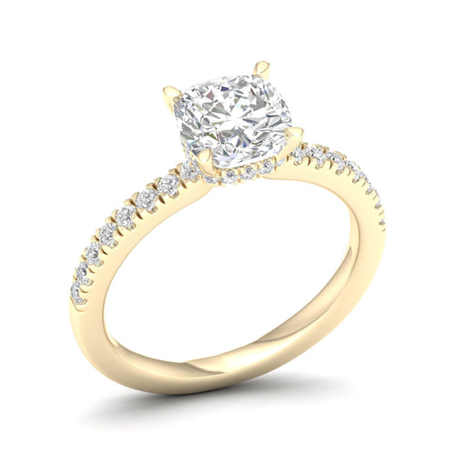 1 1/4 ctw Cushion Classic Hidden Halo Lab Grown Ring