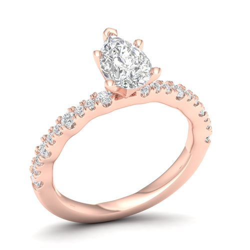 1 1/3 ctw Wavy Lab Grown Pear Centre Engagement Ring