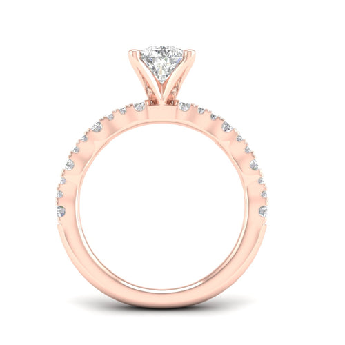 1 1/3 ctw Wavy Lab Grown Pear Centre Engagement Ring