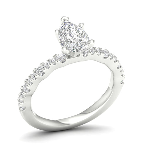 1 1/3 ctw Wavy Lab Grown Pear Centre Engagement Ring