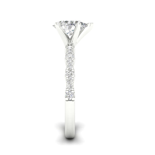 1 1/3 ctw Wavy Lab Grown Pear Centre Engagement Ring