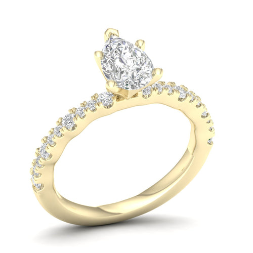 1 1/3 ctw Wavy Lab Grown Pear Centre Engagement Ring