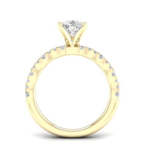 1 1/3 ctw Wavy Lab Grown Pear Centre Engagement Ring