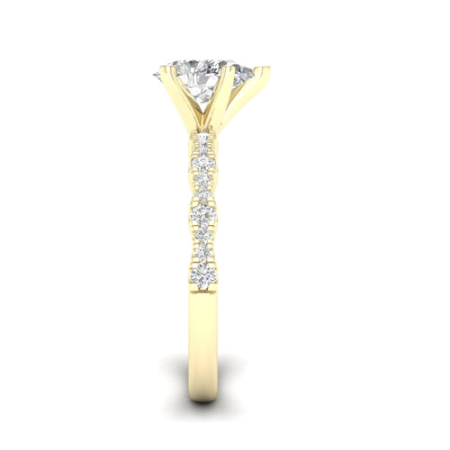 1 1/3 ctw Wavy Lab Grown Pear Centre Engagement Ring