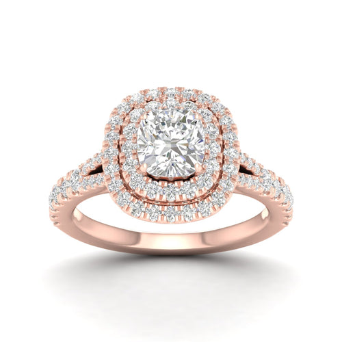 1 7/8 ctw Cushion Double Halo Classic Split Shank Lab Grown Ring