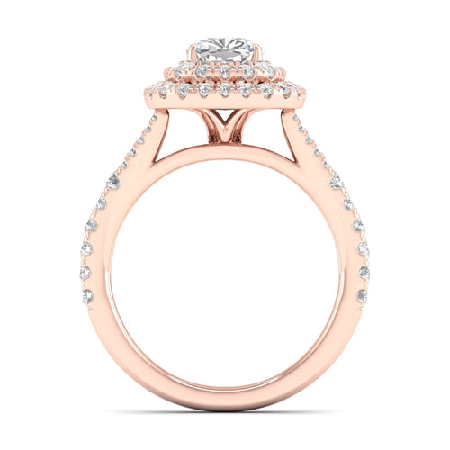 1 7/8 ctw Cushion Double Halo Classic Split Shank Lab Grown Ring