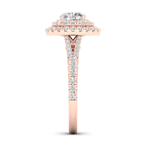 1 7/8 ctw Cushion Double Halo Classic Split Shank Lab Grown Ring