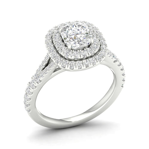 1 7/8 ctw Cushion Double Halo Classic Split Shank Lab Grown Ring
