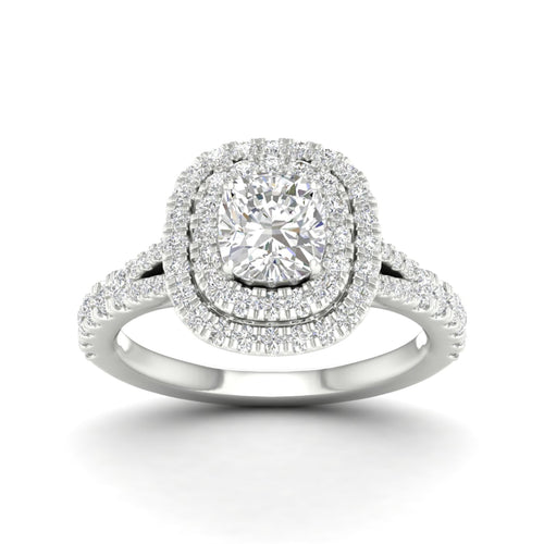1 7/8 ctw Cushion Double Halo Classic Split Shank Lab Grown Ring