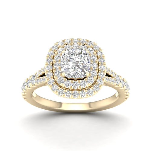 1 7/8 ctw Cushion Double Halo Classic Split Shank Lab Grown Ring