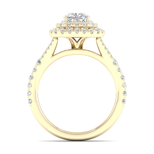 1 7/8 ctw Cushion Double Halo Classic Split Shank Lab Grown Ring