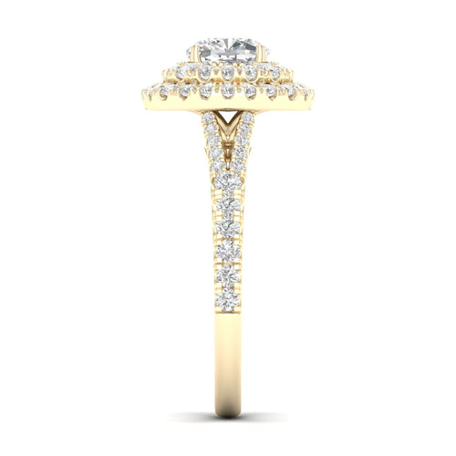 1 7/8 ctw Cushion Double Halo Classic Split Shank Lab Grown Ring