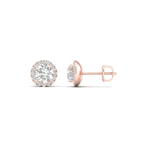 1 1/5 ctw Classic Round Halo Lab Grown Ear Stud