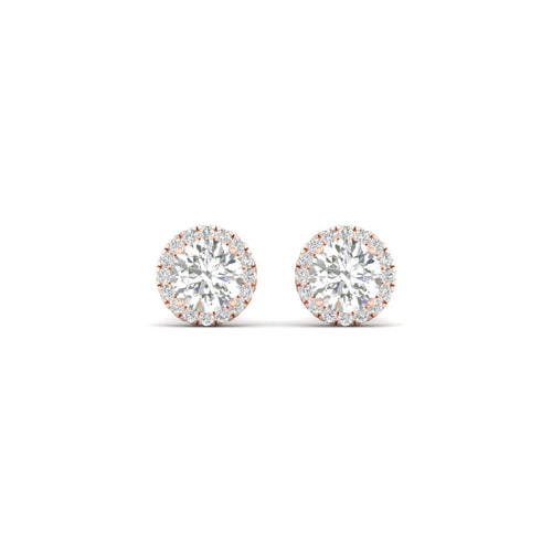 1 1/5 ctw Classic Round Halo Lab Grown Ear Stud