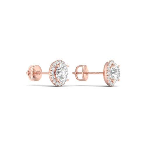 1 1/5 ctw Classic Round Halo Lab Grown Ear Stud