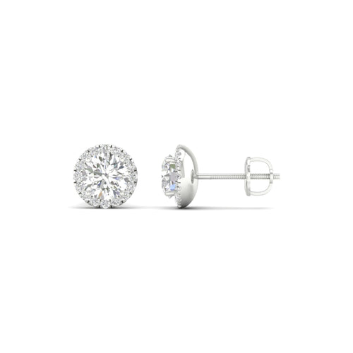 1 1/5 ctw Classic Round Halo Lab Grown Ear Stud