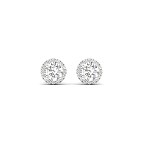 1 1/5 ctw Classic Round Halo Lab Grown Ear Stud