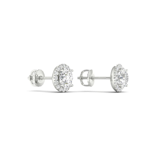 1 1/5 ctw Classic Round Halo Lab Grown Ear Stud