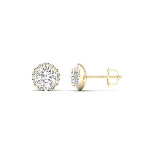 1 1/5 ctw Classic Round Halo Lab Grown Ear Stud