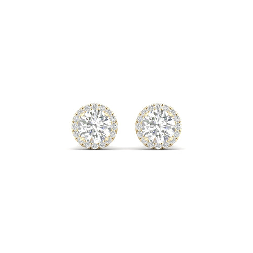 1 1/5 ctw Classic Round Halo Lab Grown Ear Stud