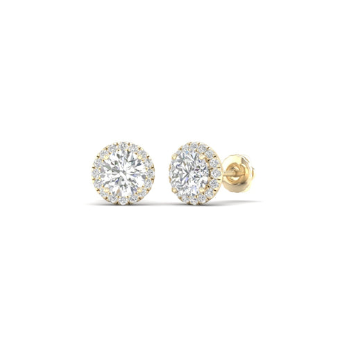 1 1/5 ctw Classic Round Halo Lab Grown Ear Stud