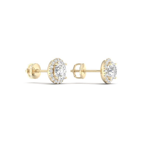 1 1/5 ctw Classic Round Halo Lab Grown Ear Stud